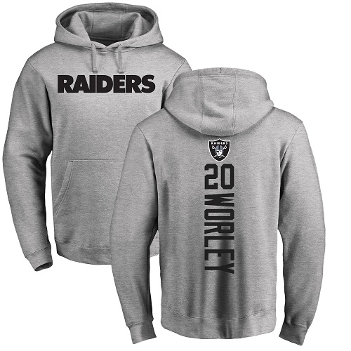 Men Oakland Raiders Ash Daryl Worley Backer NFL Football #20 Pullover Hoodie Sweatshirts